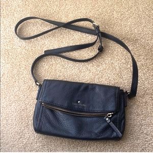 Kate Spade Crossbody Bag Black Pebbled Leather Gold Hardware